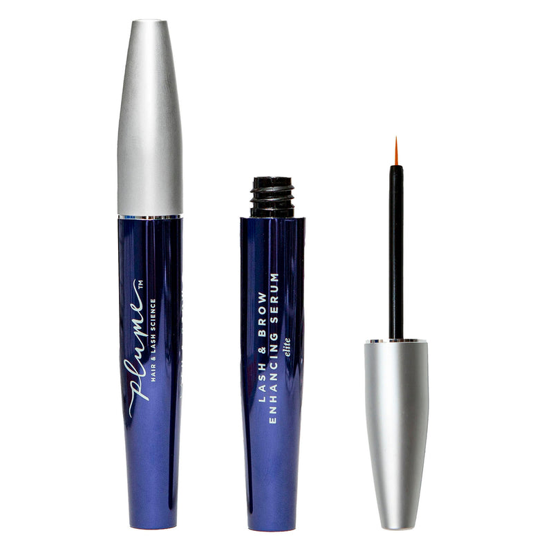 Plume Elite Prostaglandin-Free Lash & Brow Serum 6 mL full-size tube and precision applicator
