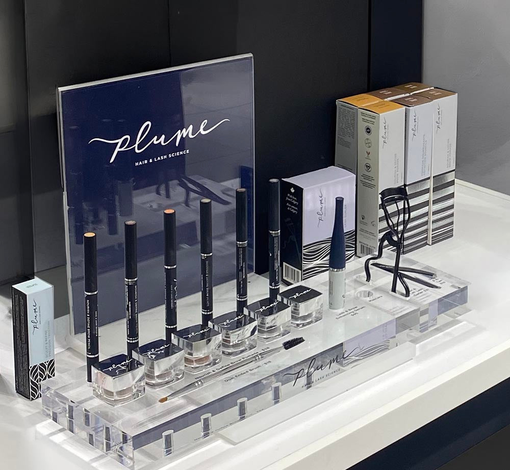 Plume retail display unit at an approved partner location