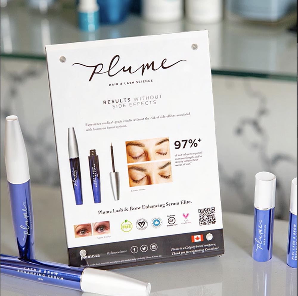 Plume Elite retail display collateral at an approved partner location